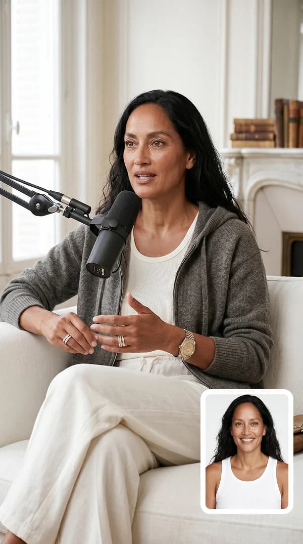 AI founder clone recording podcast and LinkedIn video content