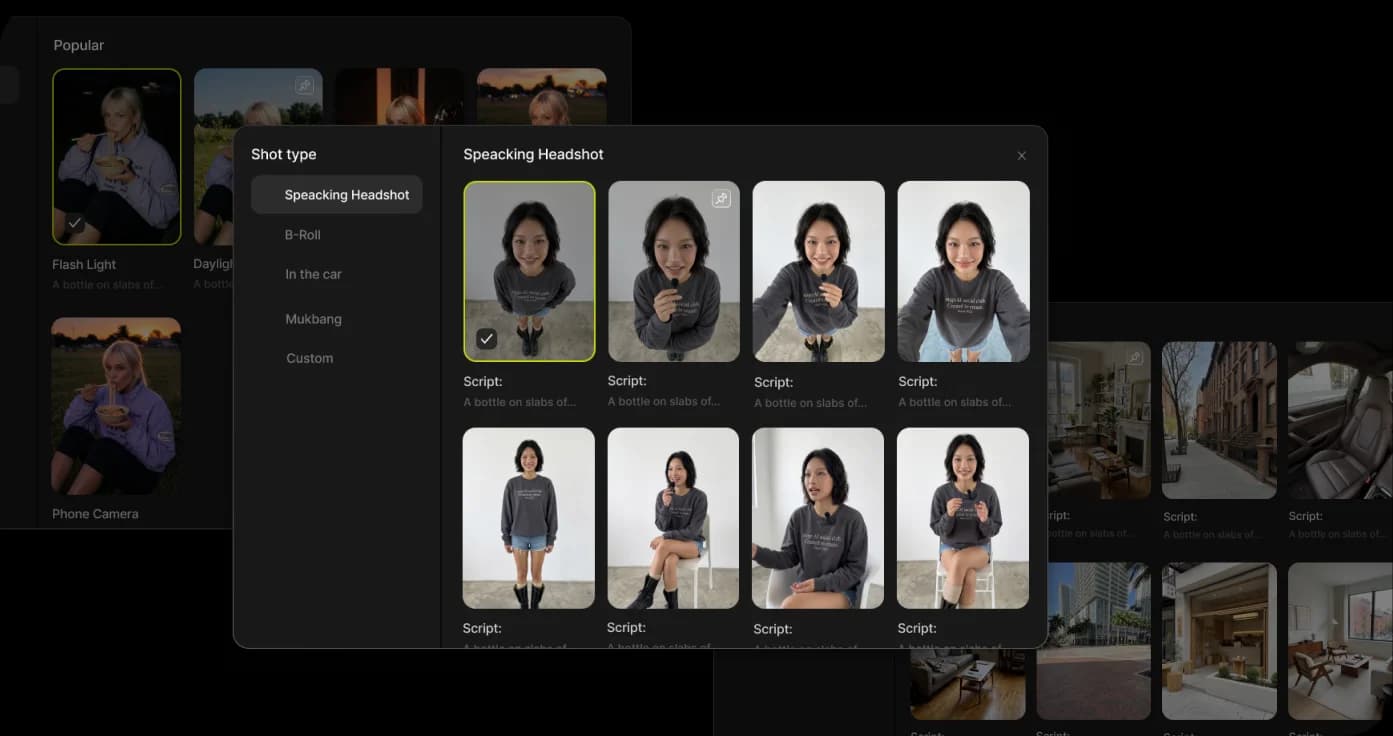 Built-in AI props and scene presets for social clips