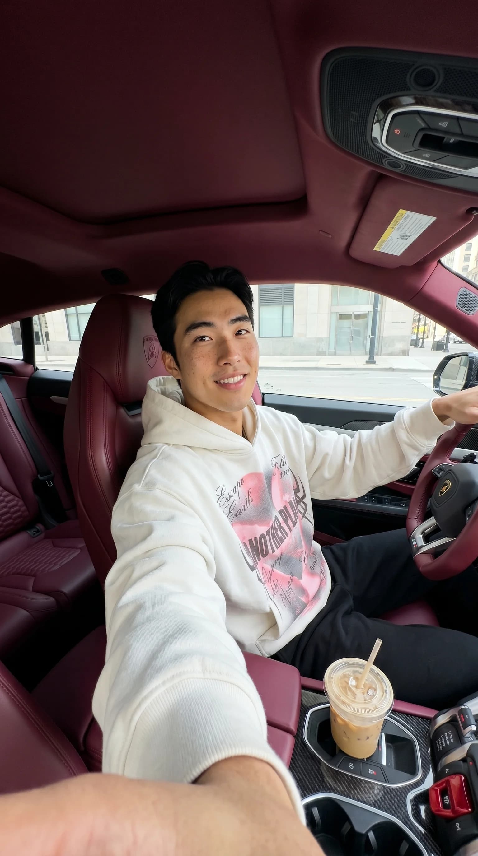 AI creator selfie clip variation in a car for Reels and TikTok
