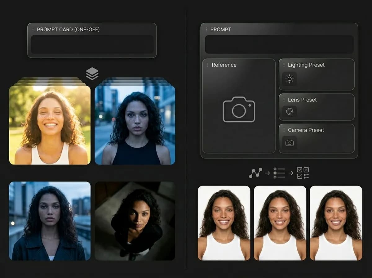 AI workflow system with prompts presets and references