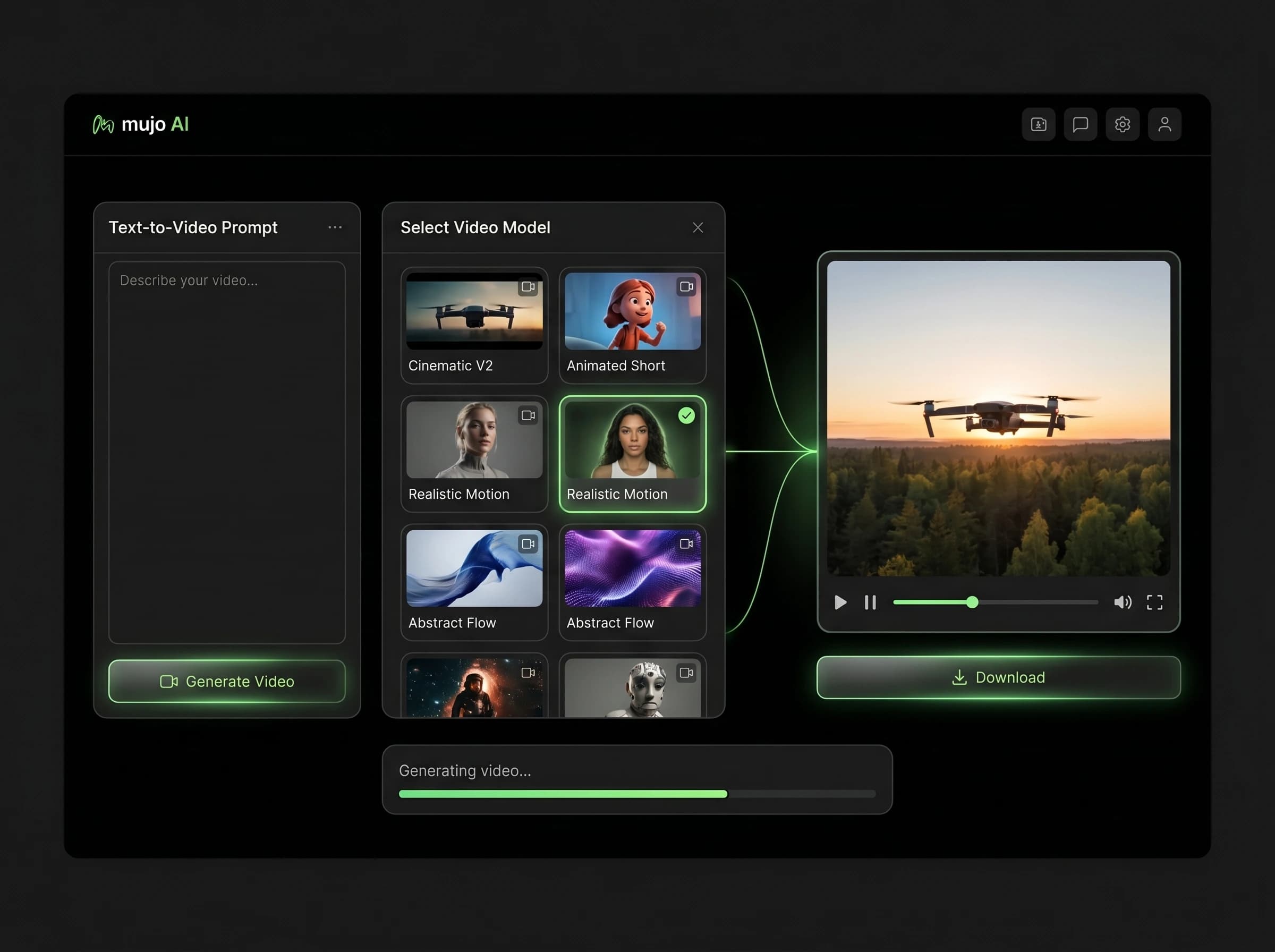AI Video workspace preview