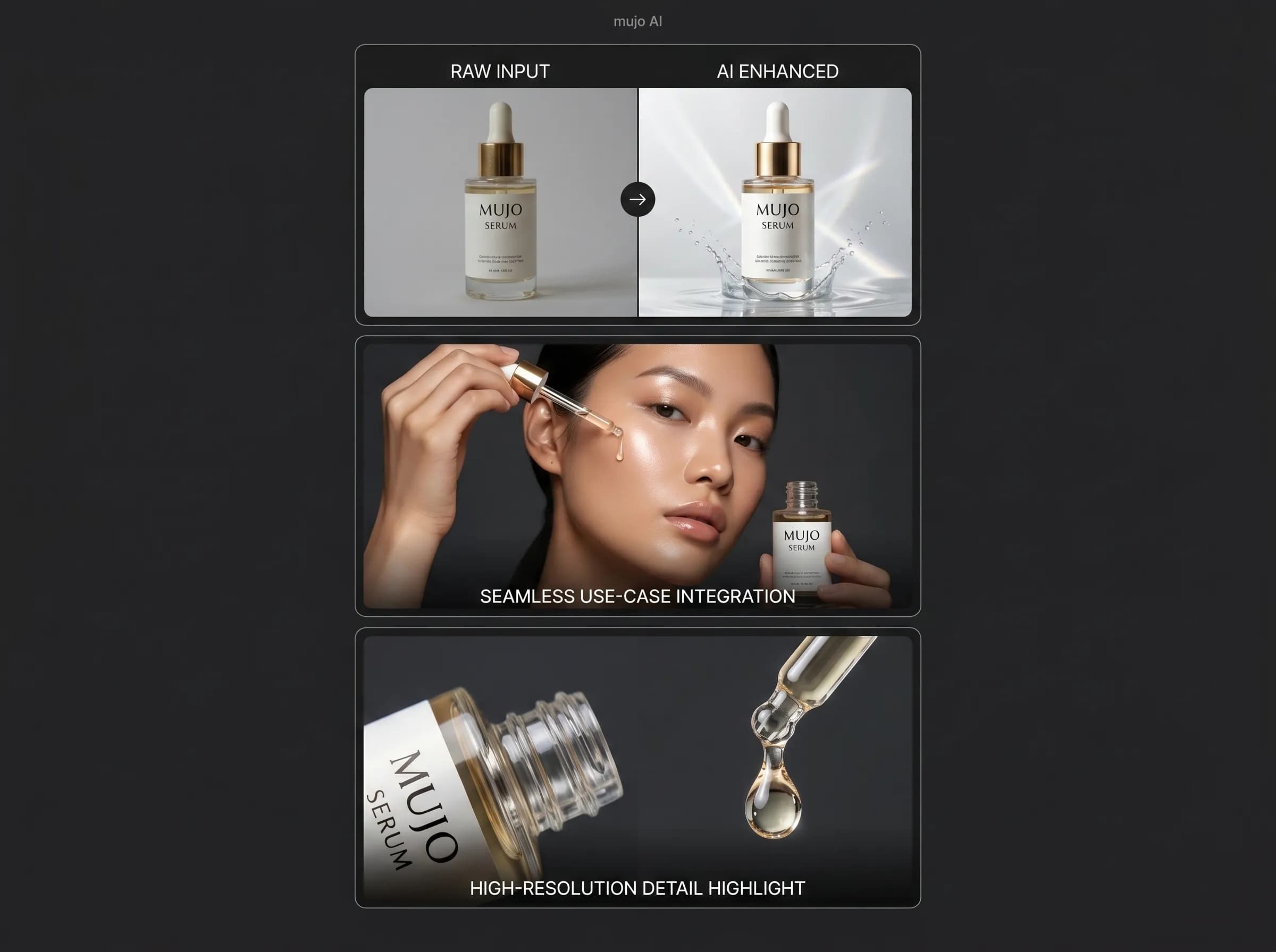 AI ecommerce listing images with feature highlights and text overlays