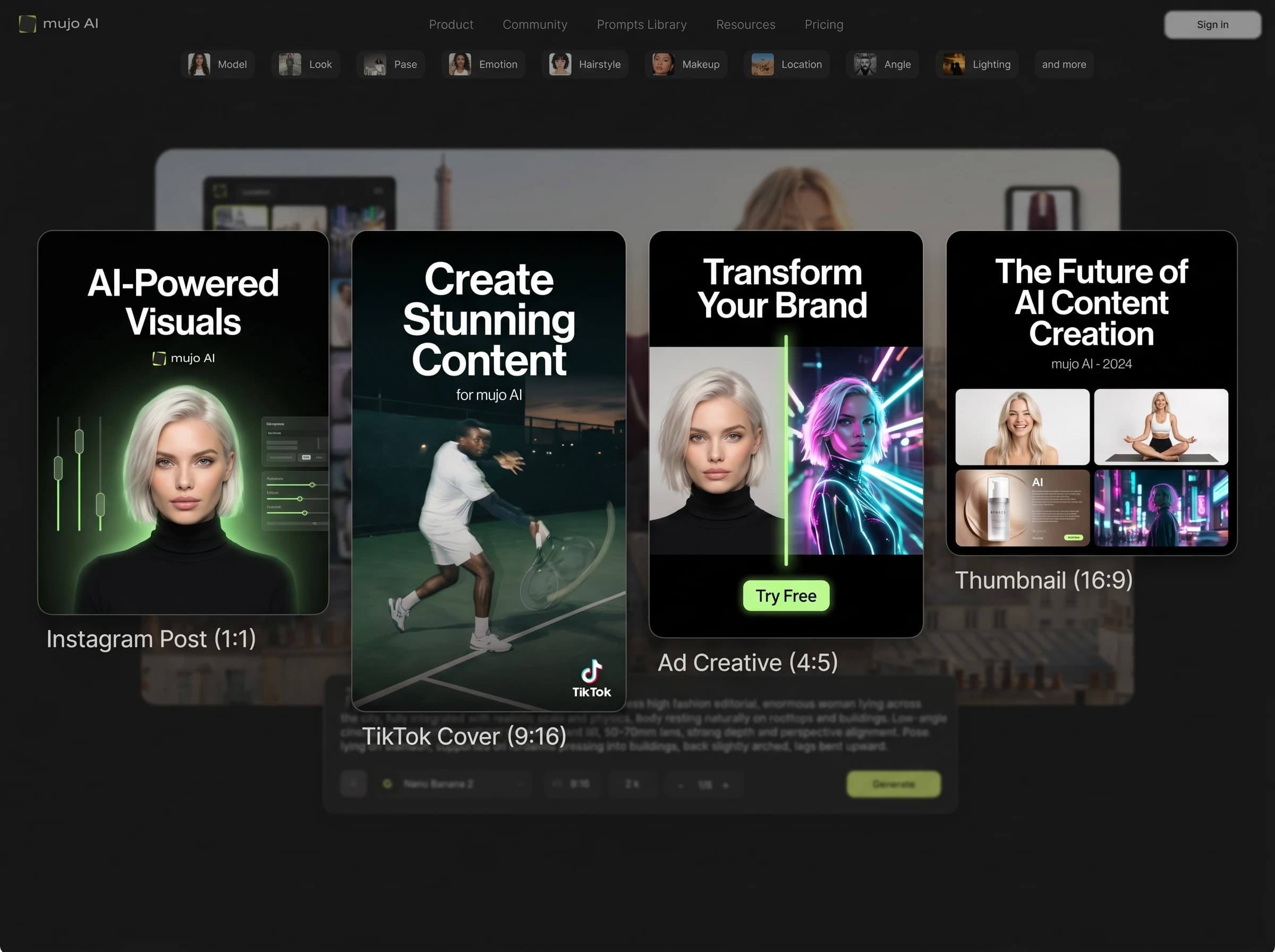 AI generated social media creatives for Instagram and TikTok